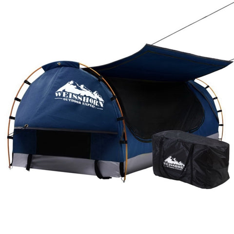 Weisshorn King Single Swag Camping Swags Canvas Free Standing Dome Tent Blue SWAG-C-WING-S-DBL-FC