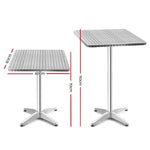 Gardeon Outdoor Bar Table Adjustable Aluminium Square 70/110cm FF-TABLE-AL60-SQ-70110