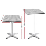 Gardeon Outdoor Bar Table Adjustable Aluminium Square 70/110cm FF-TABLE-AL60-SQ-70110