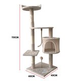 Furtastic 110cm Cat Tree Scratching Post - Beige CAT-EJT-364-BGE