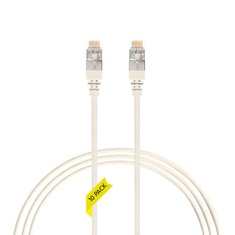 0.25m CAT6A RJ45 S/FTP THIN LSZH 30 AWG Network Cable | 10 Pack White 004.300.3000.10PACK