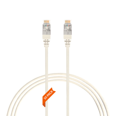 0.25m CAT6A RJ45 S/FTP THIN LSZH 30 AWG Network Cable | 50 Pack White 004.300.3000.50PACK