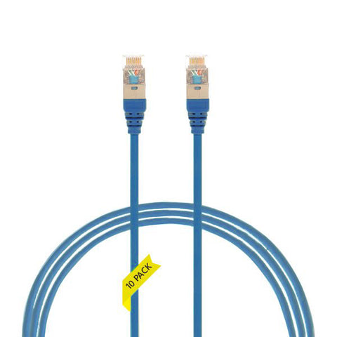 0.25m CAT6A RJ45 S/FTP THIN LSZH 30 AWG Network Cable | 10 Pack Blue 004.300.0000.10PACK