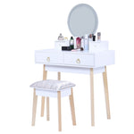 Dressing Vanity Table Stool Set with Make-up LED Lighted Mirror-White V264-TAB-708C-WHE-NA-1