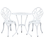 Gardeon 3PC Outdoor Setting Bistro Set Chairs Table Cast Aluminum Patio Furniture Tulip White GB-CALU-3PC-XG1018-WH