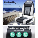 Seamanship 2X Folding Boat Seats Marine Seat Swivel High Back 12cm Padding Black BS-86522-BK