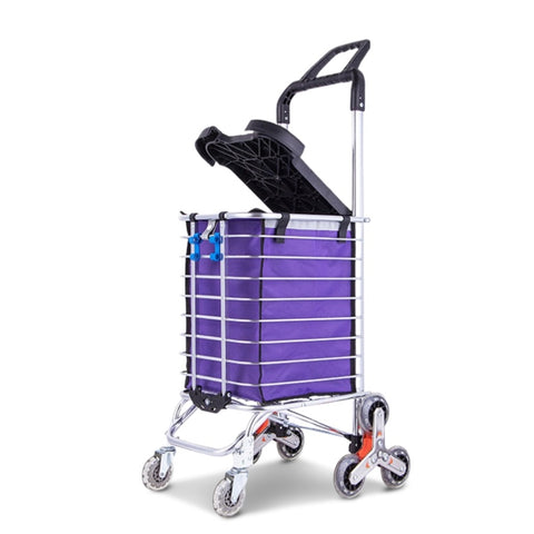GOMINIMO Foldable Aluminum Shopping Trolley Cart with Wheels and Lids V227-3720262003670