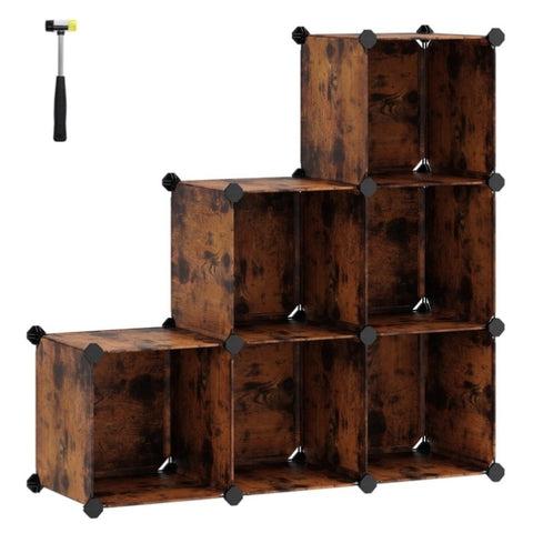 SONGMICS 6 Cube Storage Organizer and Storage with Rubber Mallet Rustic Brown V227-8498402112140