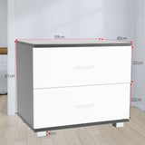 Bedside Table with Drawers MDF - Black White CBT-59-40-51-WHBK