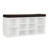 Shoe Rack Cabinet Organiser Brown Cushion - 104 x 30 x 45 - White CBT-104-30-48-WHBR