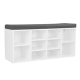 Shoe Rack Cabinet Organiser Grey Cushion - 104 x 30 x 45 - White CBT-104-30-48-WHGY