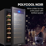 POLYCOOL 72L 28 Bottle Wine Bar Fridge Countertop Cooler Compressor Mirrored Glass Door, Black V219-APPWCLPY3TKA