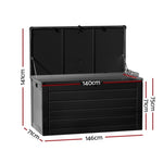 Gardeon Outdoor Storage Box 680L Container Lockable Garden Bench Shed Tool All Black OSB-S680-ABK