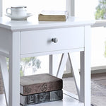 Sarantino Greta Bedside Table with Drawer - White TBL-389-03-WH