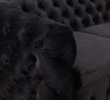 2 Seater Sofa Classic Button Tufted Lounge in Black Velvet Fabric with Metal Legs V43-SOF-JAQS2SBL