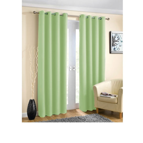 Pair of Blockout Plain Eyelet Curtains Sage V442-ABR-CURTAIN-PLAINEYELET-SAGE-RE