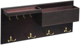 Wood Entryway Coat Rack with 2 Leather Tray V178-13631