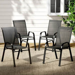 Gardeon 4PC Outdoor Dining Chairs Stackable Lounge Chair Patio Furniture Black FF-STA-CHAIR-BK-X4