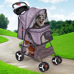 PaWz Large Pet Stroller Dog Cat Carrier Plaid ST1002-PLAID