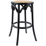 Aster Round Bar Stools Dining Stool Chair Solid Birch Timber Rattan Seat Black V315-VOD-CAFE-23