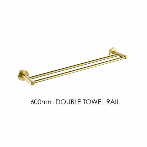 Luxurious Brushed Gold Stainless Steel 304 Towel Rack Rail - Double Bar 600mm V549-600SSDBLTOWGOLD