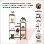 Indoor Outdoor Garden Plant Stand Planter Flower Pot Shelf Wooden Shelving - 9 Shelves V63-836001