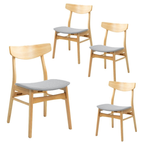 Cusco 4pc Set Dining Chair Fabric Seat Scandinavian Style Solid Rubberwood V315-VOD-CUSC-04-4PC-KIT