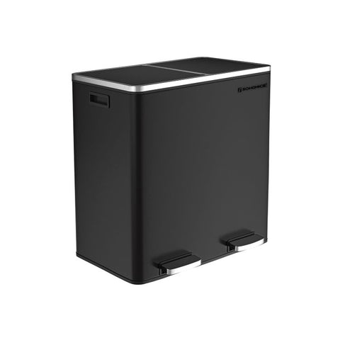 SONGMICS Dual Rubbish Bin 2 x 30L Recycling Bin Black V384-LTB60BK