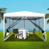 Instahut Gazebo Pop Up Marquee 3x3m Wedding Party Outdoor Camping Tent Canopy Shade Mesh Wall White GAZEBO-POP-M-FG-3X3-WH