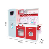 Keezi Kids Kitchen Play Set Wooden Pretend Toys Cooking Children Fridge Oven Red PLAY-WOOD-FRIDGE-PINK