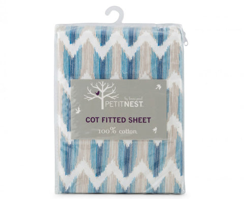 Cot Fitted Sheet Blue by Petit Nest V107-CFSBX1