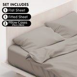 4pc 1000 Thread Count Cotton Rich King Bed Sheet Set CVC Microfibre Blend Silver CVC-10KS-SL