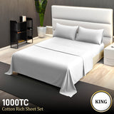 4pc 1000 Thread Count Cotton Rich King Bed Sheet Set CVC Microfibre Blend - White CVC-10KS-WH