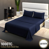 4pc 1000 Thread Count Cotton Rich Queen Bed Sheet Set CVC Navy CVC-10QS-NV