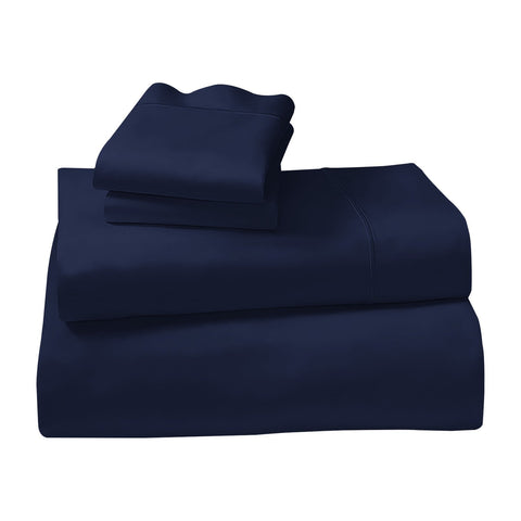 4pc 1000 Thread Count Cotton Rich Queen Bed Sheet Set CVC Navy CVC-10QS-NV