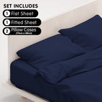 4pc 1000 Thread Count Cotton Rich Queen Bed Sheet Set CVC Navy CVC-10QS-NV