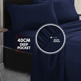 4pc 1000 Thread Count Cotton Rich Queen Bed Sheet Set CVC Navy CVC-10QS-NV