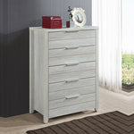 Tallboy with 5 Storage Drawers Natural Wood like MDF in White Ash Colour V43-TBY-CELWHA