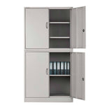 FORTIA 4-Door Steel Stationery Cabinet, Cam Locks, Shelves, Grey V219-OFFSCNFO81G