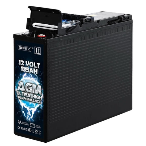 Giantz AGM Deep Cycle Battery 12V 135Ah Slim Box Portable Solar Caravan Camping BATTERY-C-SLIM-135