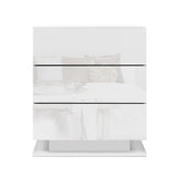 Artiss Bedside Table LED 3 Drawers - MORI White FURNI-O-LED-BS-02-WH