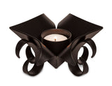 Decorative Black Metal Lotus Tea Light Candle Holders in Set of 2 V418-LR-6002