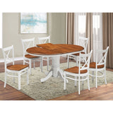 Lupin 7pc Dining Set 150cm Extendable Pedestral Table 4 Timber Chair - White Oak V315-VOD-HOBA-7PC-KIT