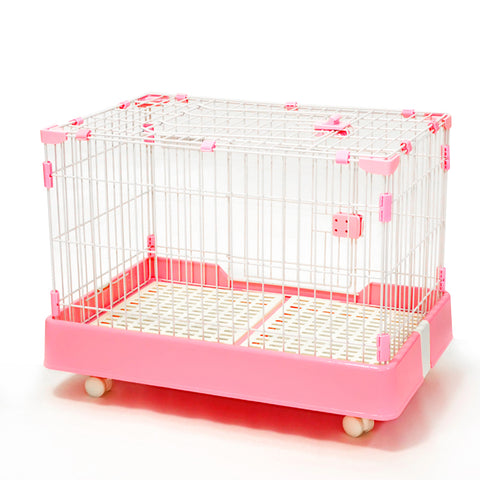 YES4PETS Large Pink Pet Dog Cage Cat Rabbit Crate Kennel With Potty Pad And Wheel V278-DPP03-XL-03-PINK