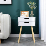 Wooden Bedside Table 2 Drawers Cabinet Storage Tall Night Stand 834191