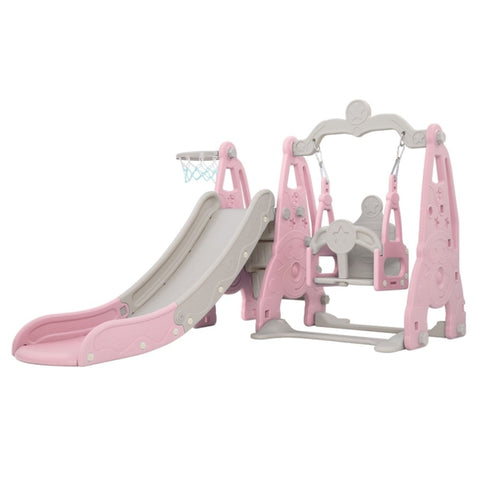 Keezi Kids Slide Swing Set Basketball Hoop Outdoor Playground Toys 170cm Pink KPS-SLIDE-2160-PK