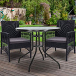 Gardeon 3PC Bistro Set Outdoor Furniture Rattan Table Chairs Cushion Patio Garden Lyra ODF-CHAIRSET-HARP