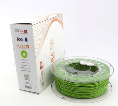 PLA Filament Copper 3D PLActive - Innovative Antibacterial 1.75mm 750gram Apple Green Color 3D V177-175PLACT-GRN-0750