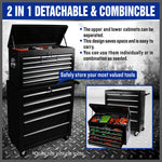 15-Drawer Tool Box Trolley Cabinet - Lockable Storage Cart Garage Toolbox Organizer System V465-95229+95236