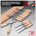 12Pc Wood Carving Chisel Set Knife High Carbon Steel Woodworking Rolling Pouch V465-87412-AU-2